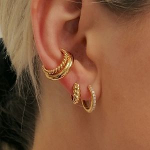 Scream Pretty Hannah Martin Twist and Shout Chunky Huggie Hoop Earrings - Gold SPG-297