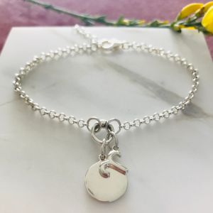 Sterling Silver Charm Bracelet - Zodiac and Disc