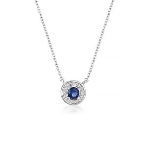 Georgini Milestone Sapphire Blue Halo Pendant - Silver IP1164B