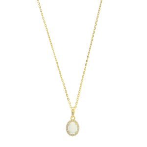 Georgini Opal Glow Blackwattle White Created Opal Pendant - Gold IP1184G
