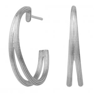 byBiehl Isla Duo Medium Brushed Silver Hoops