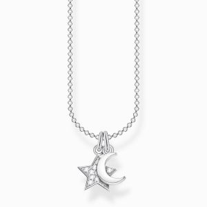 Thomas Sabo Star and Moon Necklace - Silver and Zirconia - KE2068-051-14-L45
