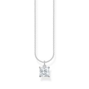 Thomas Sabo White Square Stone Necklace Silver KE2156-051-14