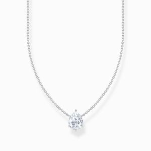 Thomas Sabo Necklace with White Drop Shaped Pendant - Silver - KE2213-051-14-L45