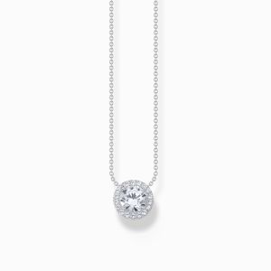 Thomas Sabo Halo Pendant Necklace - Silver with White Zirconia - KE2279-051-14-L45