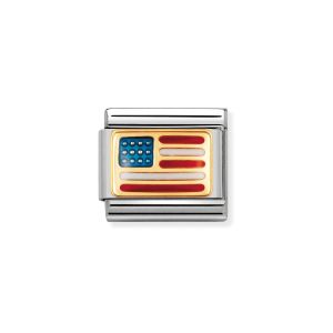 Nomination Classic Flag Charm - Enamel and 18k Gold United States