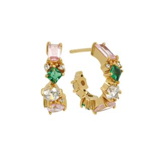 Amelia Scott Lottie Cluster Hoop Earrings with Flamingo Zirconia Gold