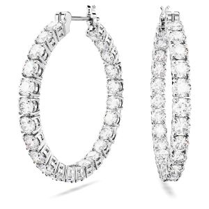 Swarovski Matrix Hoop Earrings - White with Rhodium Plating 5647715