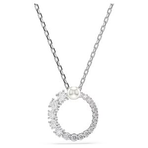 Swarovski Matrix Crystal Pearl Pendant - White with Rhodium Plating 5688751