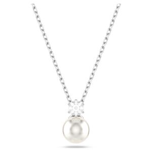 Swarovski Matrix Crystal Pearl Pendant - White with Rhodium Plating