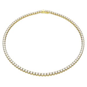 Swarovski Matrix Tennis Necklace Round Cut - White with Gold Tone Plating - 5681795