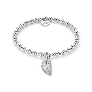 Annie Haak Mini Orchid Silver Charm Bracelet - Feather