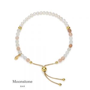 Jersey Pearl Sky Bracelet - Bar Style in Moonstone, Pearl and Gold