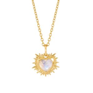 Rachel Jackson Electric Love Rainbow Moonstone June Birthstone Heart Necklace Gold EGHN5MSGP