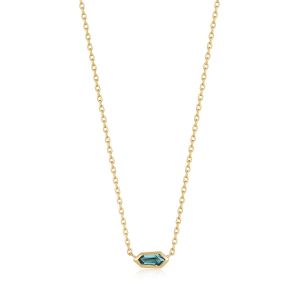Ania Haie Gold Teal Sparkle Emblem Chain Necklace - N041-01G-G