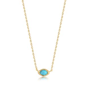 Ania Haie Turquoise Wave Necklace - Gold