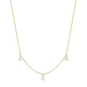 Ania Haie Triple Shell Pearl Station Gold Necklace. Item code N071-04G.