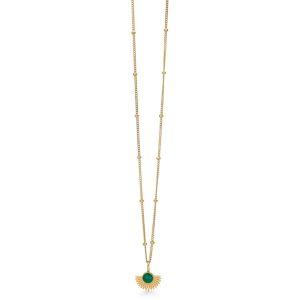 Enamel Copenhagen Soleil Petrol Green Gold Necklace. Item code N41GM_petrol.