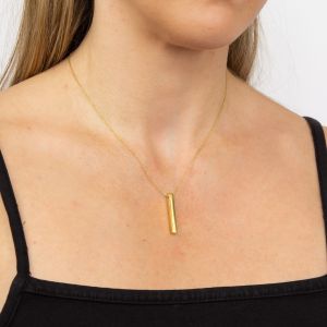Gold Plated Sterling Silver Vertical Bar Necklace - Engravable