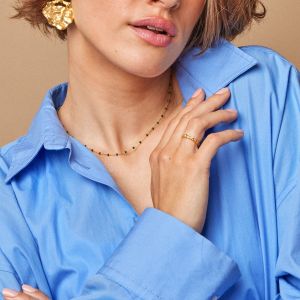 Enamel Copenhagen Lola Petrol Green Gold Necklace. Item code N55G_petrol.