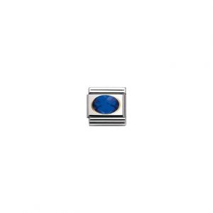 Nomination Classic Faceted Cubic Zirconia Charm - Stainless Steel and 18k Gold Blue 030601_007