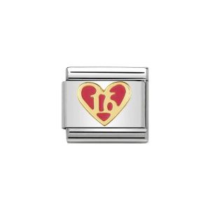 Nomination Classic Gold and Pink Enamel Sweet Sixteen Heart Charm