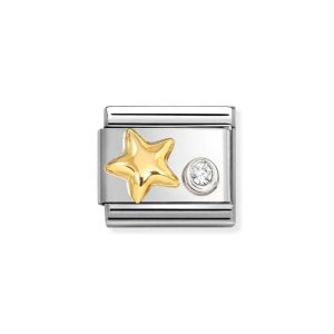 Nomination Classic Gold and Silver Raised Star and Zirconia Charm
