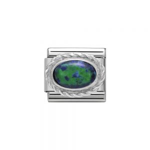 Nomination Classic Oval Stones Green Opal Charm - Sterling Silver Twist Setting