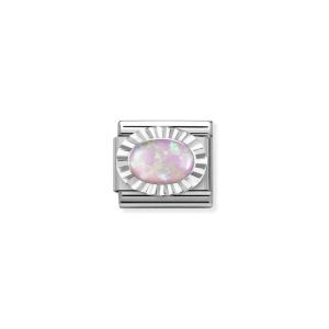Nomination Classic Silvershine Fluted Bezel Oval Pink Opal Charm