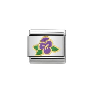 Nomination Classic Gold Violet Flower Charm