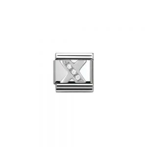 Nomination Silver and Zirconia Classic Letter Charm - X