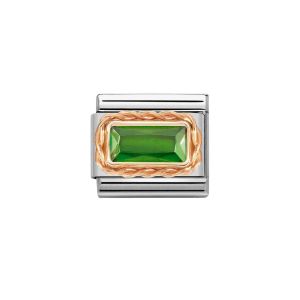 Nomination Classic Rose Faceted Baguette Green Charm