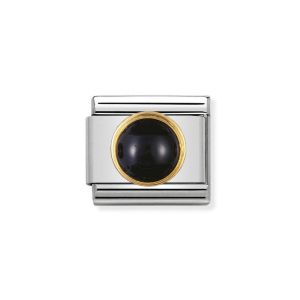 Nomination Classic Stones Round Charm - 18k Gold with Black Agate