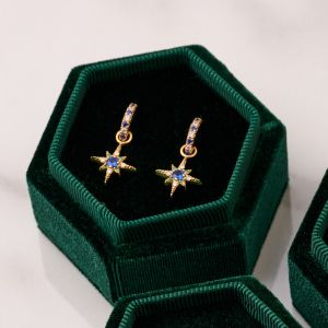 Amelia Scott Nova North Star Gold Earrings with Sapphire and Emerald Zirconia