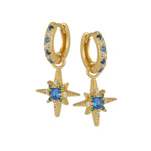 Amelia Scott Nova North Star Gold Earrings with Sapphire and Emerald Zirconia