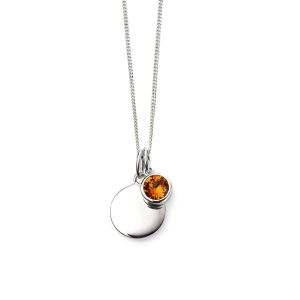November Birthstone and Disc Necklace - Sterling Silver