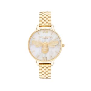 Olivia Burton Lucky Bee Mother of Pearl Dial and Gold Bracelet OB16FB18