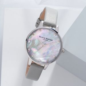 Olivia Burton Mother Of Pearl Demi Dial Grey and Silver Watch OB16SE16
