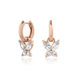 Olivia Burton Sparkle Butterfly Marquise Butterfly Huggie Hoops Rose Gold OBJAME305