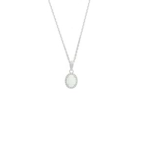 Georgini Opal Glow Blackwattle White Created Opal Pendant - Silver