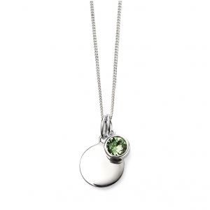 Birthstone and Disc Necklace - August