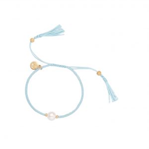 Jersey Pearl Tassel Bracelet, Sky Blue
