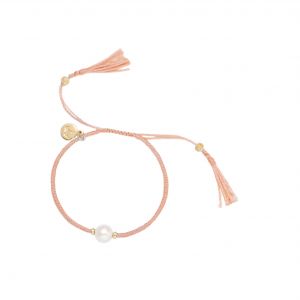 Jersey Pearl Tassel Bracelet, Peach