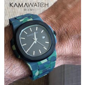 Kamawatch Vintage Dynamo - Black and Dark Green Camouflage KWP21