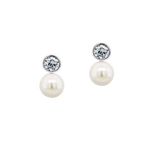 Ivory & Co Portland Solitaire Crystal Pearl Earrings - PortlandEarrings