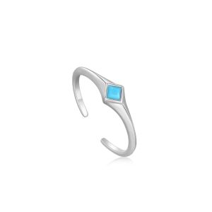 Ania Haie Turquoise Mini Signet Adjustable Ring - Silver - R033-02H