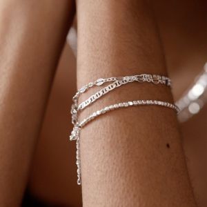 Daisy Beaded Chain Bracelet - Silver RBR02_SLV