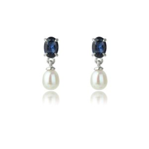 Georgini Oceans Whitsundays Freshwater Pearl Earrings - Sapphire Blue - IE1107B