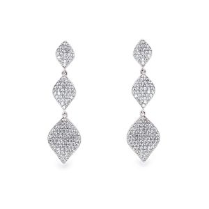 Ivory & Co Rochelle Crystal Pave Triple Drop Rhodium Earrings