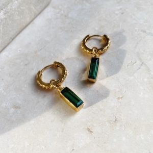 Shyla Sandi Huggie Earrings - Emerald
